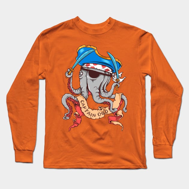 Captain Octo Long Sleeve T-Shirt by RadCoolguy